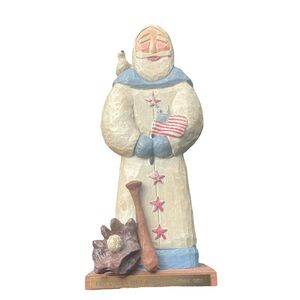 1993 Lancy Smith Folk Art Santa William USA GATC Vtg Old World Carved Baseball